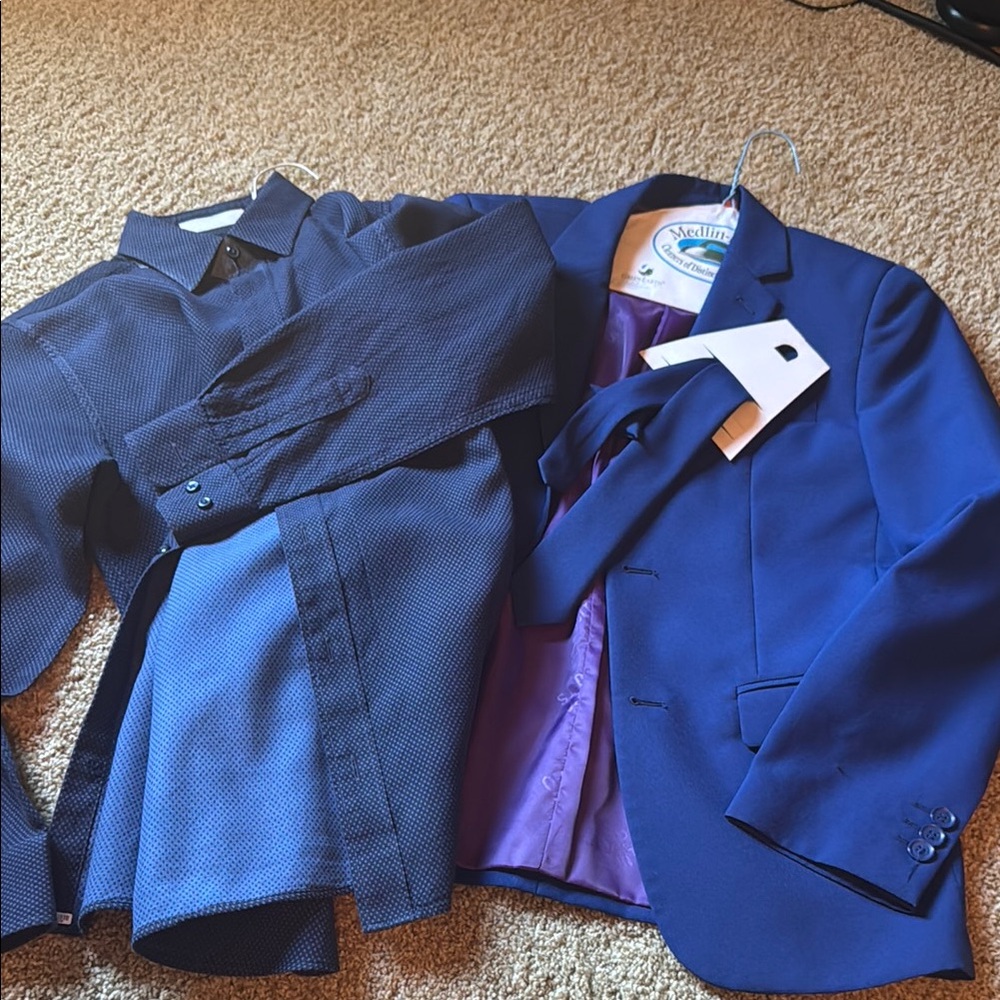 Blue Suit Jacket with Purple Lining